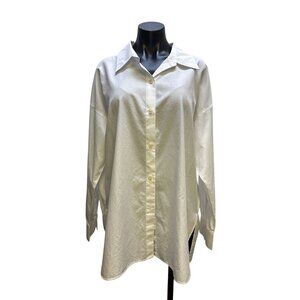Vince White Button-Up Collared Blouse w/Long Sleeves Size XXL